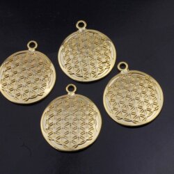 5 Flower of life pendants Sacred Geometry, Gold