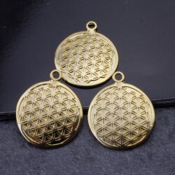 5 Flower of life pendants Sacred Geometry, Gold