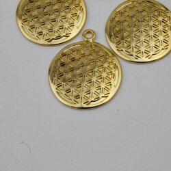 5 Flower of life pendants Sacred Geometry, Gold
