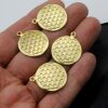 5 Flower of life pendants Sacred Geometry, Gold