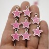 10 Stern Charms Anhänger mit Pinker Emaille