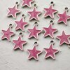 10 Pink Enamel Star Charms