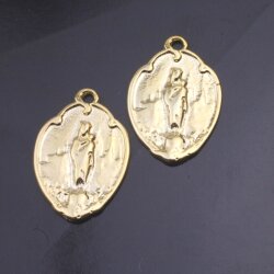 10 Anhänger Heilige Maria Gold, Schutzmedaille