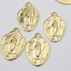 10 Anhänger Heilige Maria Gold, Schutzmedaille
