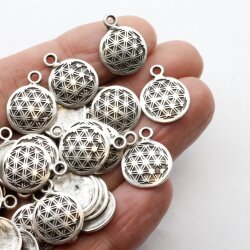 10 Silver Charm Flower of life, Sacred Geometry charm