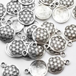 10 Silver Charm Flower of life, Sacred Geometry charm