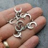 20 Crescent Moon Charms Pendant, Half moon Antique Silver