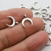 20 Crescent Moon Charms Pendant, Half moon Antique Silver