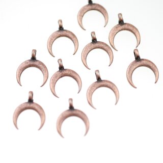 20 Half Moon Charms Pendants Antique Copper