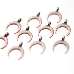 20 Half Moon Charms Pendants Antique Copper