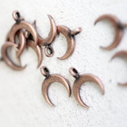 20 Half Moon Charms Pendants Antique Copper