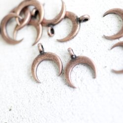 20 Half Moon Charms Pendants Antique Copper