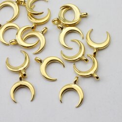 20 Half Moon Charms Pendants Gold