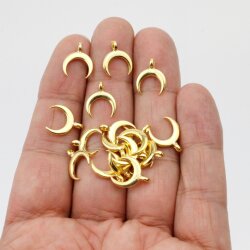 20 Half Moon Charms Pendants Gold