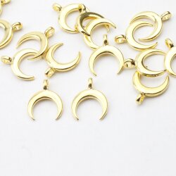 20 Half Moon Charms Pendants Gold