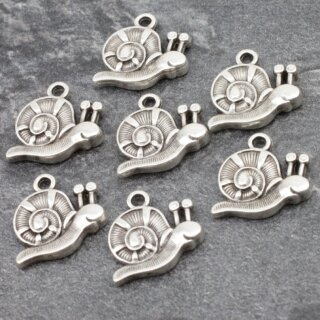 10 Snail Charms Pendant, Snail Double Side