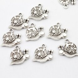 10 Snail Charms Pendant, Snail Double Side