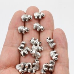 10 Elephant Beads, Double Sided