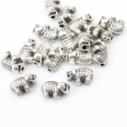 10 Elephant Beads, Double Sided