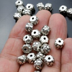 10 Silver heart Spacer beads