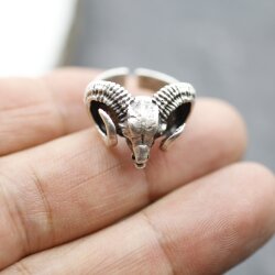 Ram horn ring, Ram head ring, Aries Ring