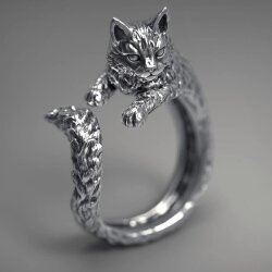 Katzen Ring,Tier Ring, Niedlicher Kitty Katzenring,Tier...
