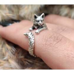 Katzen Ring,Tier Ring, Niedlicher Kitty Katzenring,Tier Wickelring