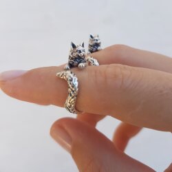 Animal Ring Cute Kitty Cat Ring, Animal Wrap Ring