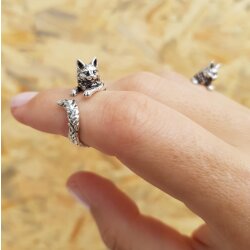 Animal Ring Cute Kitty Cat Ring, Animal Wrap Ring