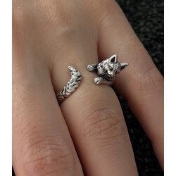 Katzen Ring,Tier Ring, Niedlicher Kitty Katzenring,Tier Wickelring