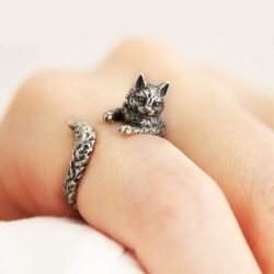 Katzen Ring,Tier Ring, Niedlicher Kitty Katzenring,Tier...