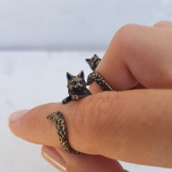 Animal Ring Cute Kitty Cat Ring, Animal Wrap Ring