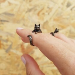 Katzen Ring,Tier Ring, Niedlicher Kitty Katzenring,Tier Wickelring