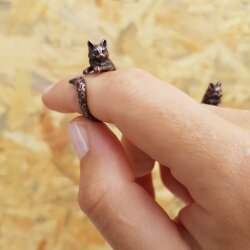 Katzen Ring,Tier Ring, Niedlicher Kitty Katzenring,Tier Wickelring