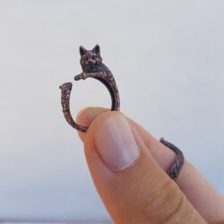 Katzen Ring,Tier Ring, Niedlicher Kitty Katzenring,Tier Wickelring