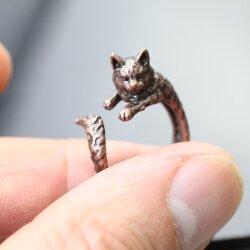 Animal Ring Cute Kitty Cat Ring, Animal Wrap Ring