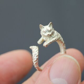 Katzen Ring,Tier Ring, Niedlicher Kitty Katzenring,Tier Wickelring