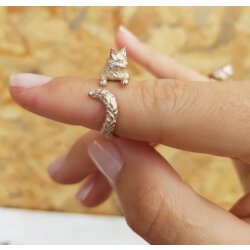 Animal Ring Cute Kitty Cat Ring, Animal Wrap Ring