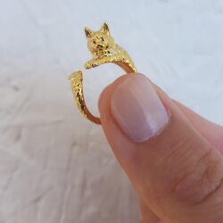 Katzen Ring,Tier Ring, Niedlicher Kitty Katzenring,Tier Wickelring