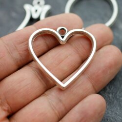 5 Antique Silver Heart Hollow Frame Glue Blank, Drop Open Bezel Blank Frame, Resin Jewelry Findings