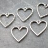 5 Antique Silver Heart Hollow Frame Glue Blank, Drop Open Bezel Blank Frame, Resin Jewelry Findings