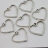 5 Antique Silver Heart Hollow Frame Glue Blank, Drop Open Bezel Blank Frame, Resin Jewelry Findings