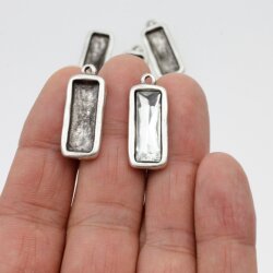 5 Pendants setting for Swarovski 4547 Baguette 24x8 mm, Antique Silver