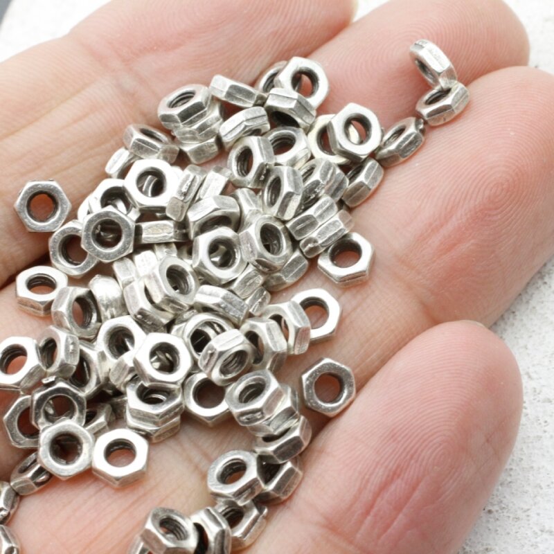 Rondelle Spacer Beads Metal Beads Antique Silver Silver 