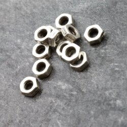 50 Silver Beads, Mini Nut Spacer Beads, Rondelle Beads, Metal beads