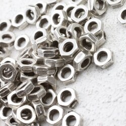 50 Silver Beads, Mini Nut Spacer Beads, Rondelle Beads, Metal beads