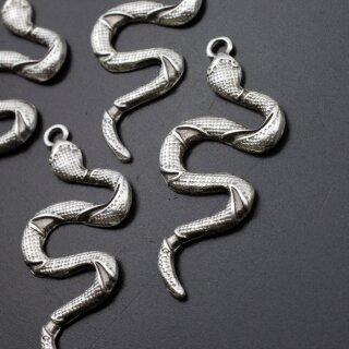 10 Silver Charms, Snake Charms Pendant