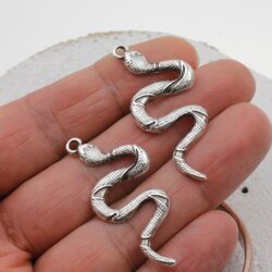 10 Silver Charms, Snake Charms Pendant