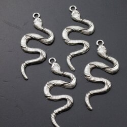 10 Silver Charms, Snake Charms Pendant