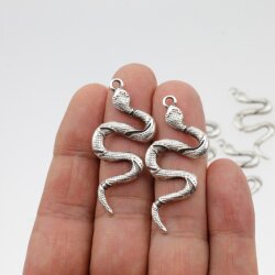 10 Silver Charms, Snake Charms Pendant